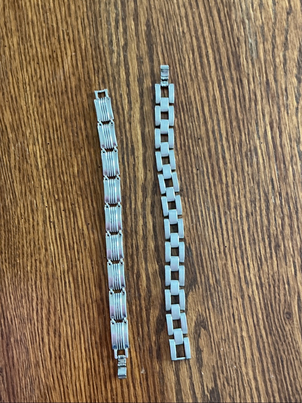 Men's Silver-Tone Link Bracelet - Classic Stainless Look set of 2